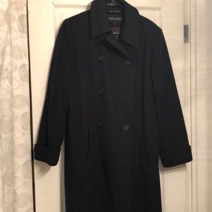 Anne Klein dark navy wool ankle length coat